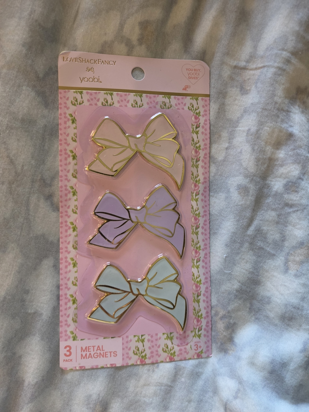 Yoobi Pastel Bow Metal Magnets - Pink, Lavender & Mint - 3 Pack